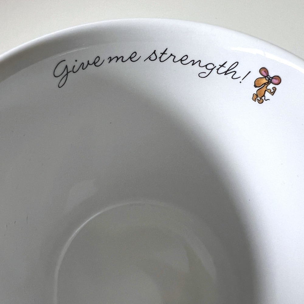 Vintage 1985 Hallmark Rim Shots Give Me Strength Mouse Weightlifting Mug - Picture 2 of 8
